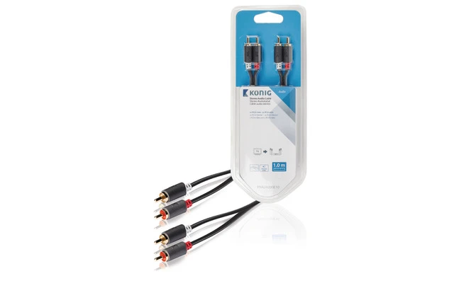 Cable de audio estéreo 2x RCA macho - 2x macho, 1,00 m en gris - König KNA24200E10