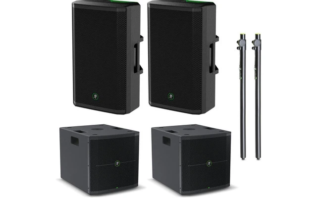 2x Mackie ThRash 215 + 2x Mackie Thump 115s + Soportes subwoofer altavoz