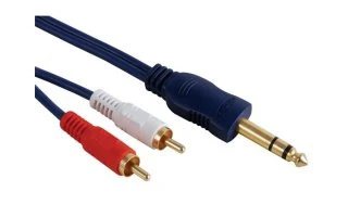 CABLE AUDIO - JACK ESTÉREO MACHO 6.35mm A 2 x RCA MACHO, 2m