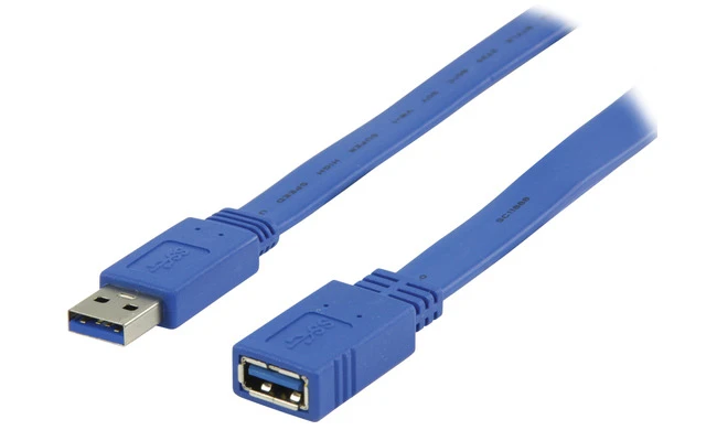 Cable plano de extensión USB 3.0, USB A Macho - USB A Hembra, de 3 m