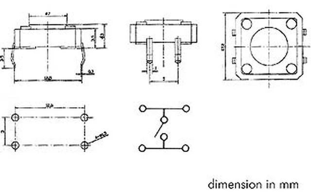 Pulsador de contacto 12 x 12mm ALTURA : 4.3mm