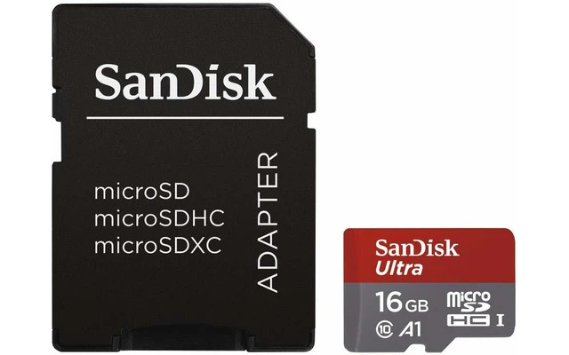 SanDisk microSDHC de 16GB con adaptador de SD - UHS-I - SDSQUAR-016G-GN61A