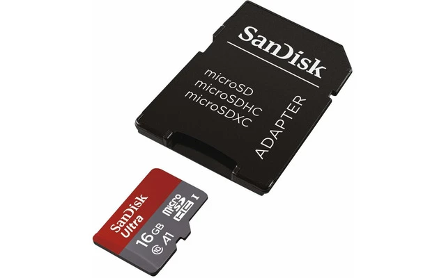 SanDisk microSDHC de 16GB con adaptador de SD - UHS-I - SDSQUAR-016G-GN61A