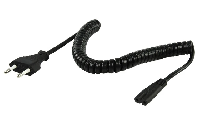 Cable de alimentación enrollado 2 m con conector Euro a IEC320-C7