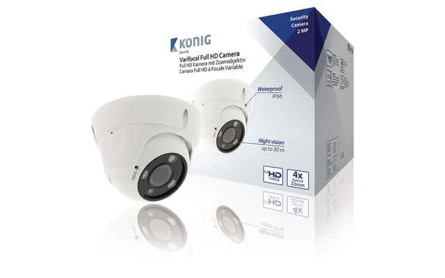 Cámara de CCTV de Cúpula 1/3" CMOS Blanca - König SAS-AHDCAM02Z