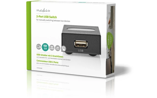 2-Port - USB Switch - Black - Nedis CSWI6002BK
