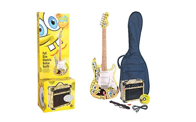 GUITARRA ELECTRICA CON AMPLIFICADOR 10W BOB ESPONJA AMARILLA