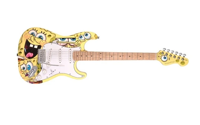 GUITARRA ELECTRICA CON AMPLIFICADOR 10W BOB ESPONJA AMARILLA