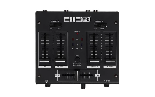 HQ Power HQMX11006 - Mesa de mezclas de 2 canales con 2 entradas USB
