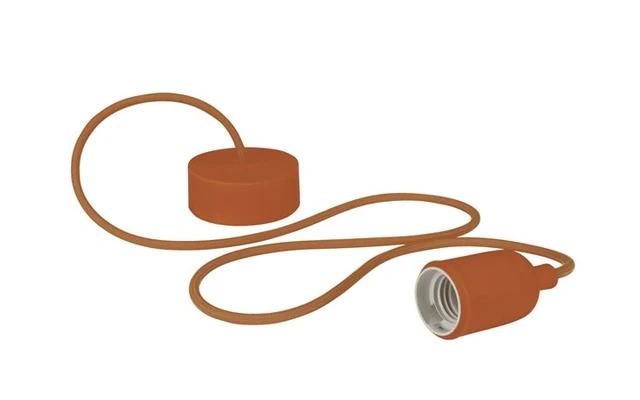 Lámpara de diseño con cable de tela - para colgar del techo - color Marrón