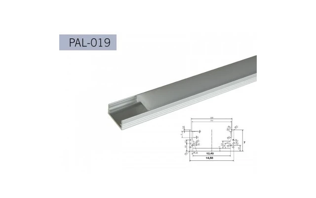 Perfil aluminio canal tipo U 7mm 2m tapa opaca