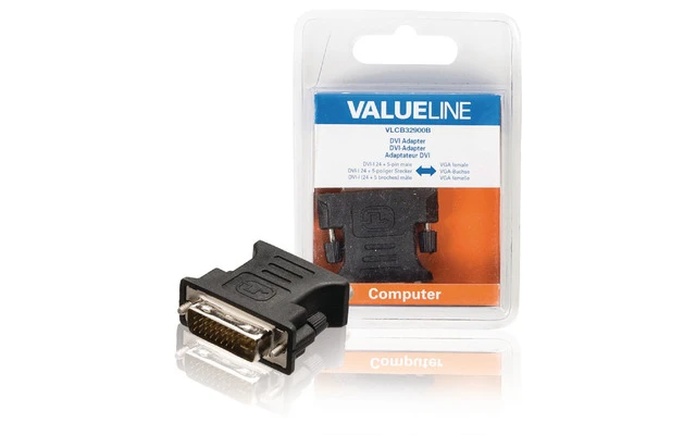 Adaptador DVI, DVI-I 24 + 5-pines macho - VGA hembra negro