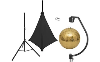 EUROLITE Set Bola de espejos 50cm dorada con soporte y funda trípode negra