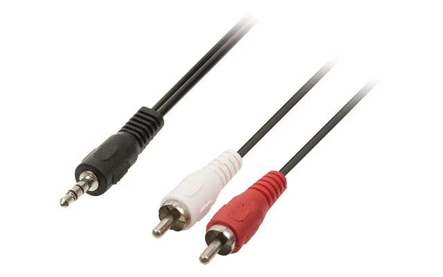 Cable adaptador de audio jack estéreo de 3.5 mm macho - 2 RCA macho de 10.00 m en color negro -