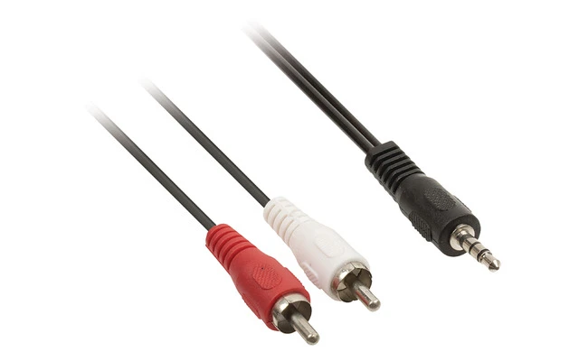 Cable adaptador de audio jack estéreo de 3.5 mm macho - 2 RCA macho de 10.00 m en color negro - 