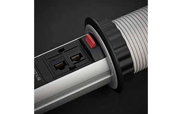 Enchufe de extensión 2 m Negro/Aluminum - 3 x Schuko / 2 x CAT6 RJ45 / 2 x USB - Brennenstuhl 13