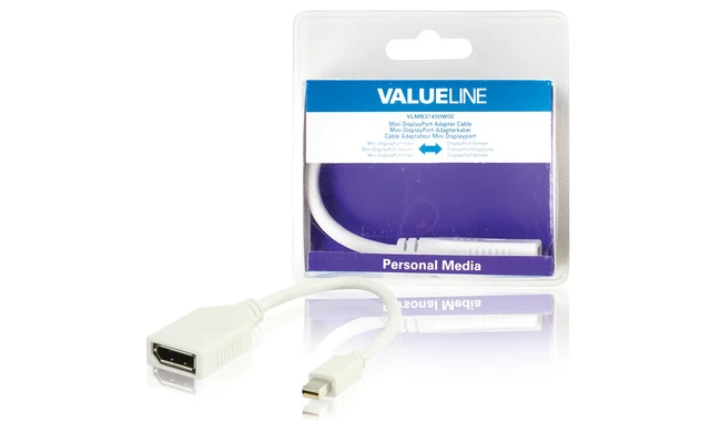 Cable adaptador mini DisplayPort, mini DisplayPort macho - DisplayPort hembra, blanco 0,20 m