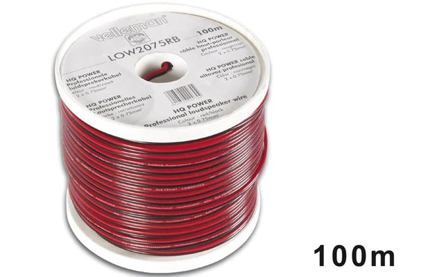 CABLE ALTAVOZ CCA - 2 x 0.75mm² - ROJO/NEGRO - BOBINA: 100m