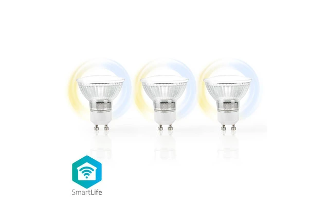 Bombilla LED Inteligente con Wi-Fi - Blanco Cálido hasta Frío - GU10 - Paquete de 3 unidades - N