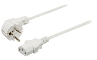Cable de alimentación con enchufe Schuko macho en ángulo - IEC-320-C13 de 2.00 m en color blanco