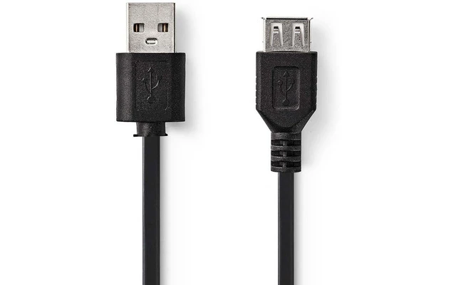 Cable USB - USB 2.0 - USB-A macho - USB-A hembra - 480 Mbps - Niquelado - 1.00 m - Redondo - PVC