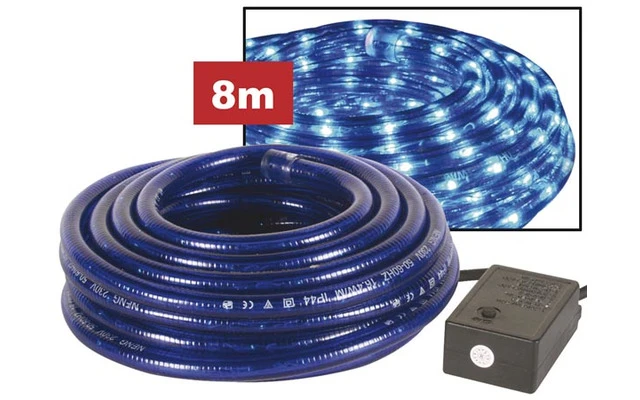 Manguera luminosa 2 canales 8 metros - color Azul + conector impearmeable