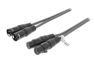 2x Cable XLR Estéreo Macho de 3 Pines - 2x XLR Hembra de 3 Pines de 3,0 m Gris Oscuro