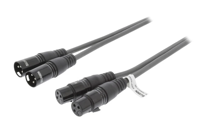 2x Cable XLR Estéreo Macho de 3 Pines - 2x XLR Hembra de 3 Pines de 3,0 m Gris Oscuro