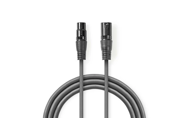 Cable Adaptador DMX - XLR de 3 pines macho - XLR de 5 pines hembra - 0,3 m - Gris - Nedis COTP15