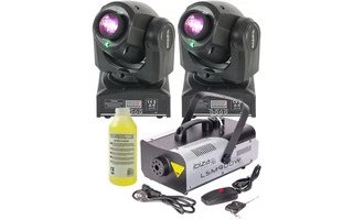 2x Ibiza Light Pluton 10 LZR + Máquina Humo 900W + 1 Litro humo