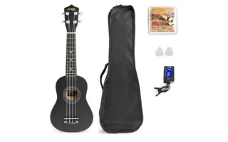 Max UKEY Set Ukelele Soprano 21" Negro