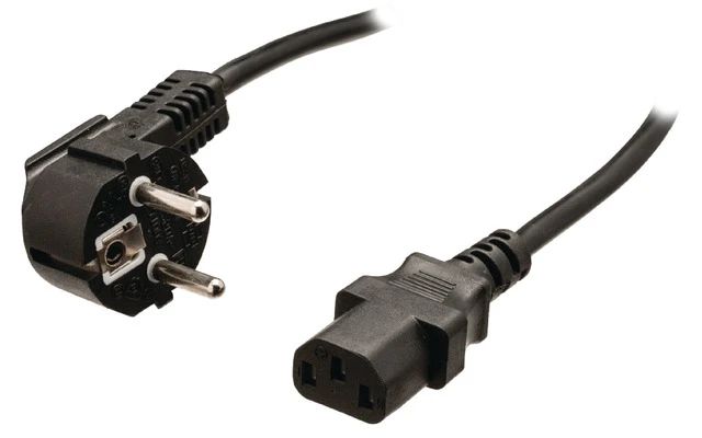 Cable de alimentación Schuko macho en ángulo - IEC-320-C13 de 2.00 m en color negro