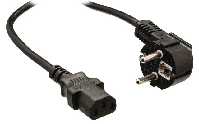 Cable de alimentación Schuko macho en ángulo - IEC-320-C13 de 2.00 m en color negro