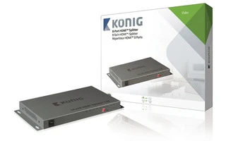 Divisor HDMI de 8 puertos con entrada HDMI y 8 salidas HDMI en color gris oscuro
