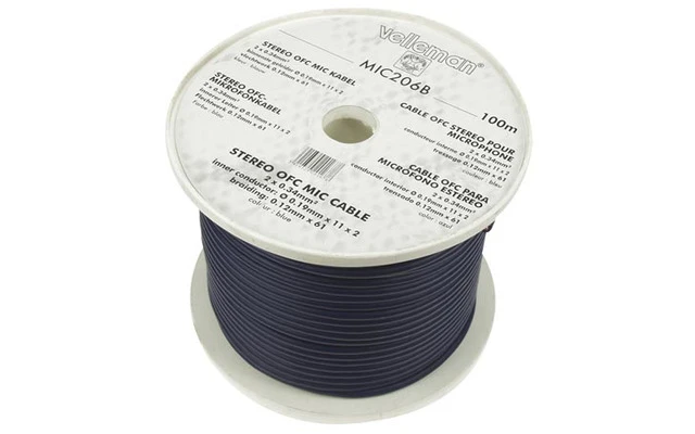 Cable OFC para micrófono estéreo - azul 100 metros