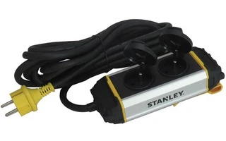 STANLEY - BASE MÚLTIPLE - 2 TOMAS - CON TAPAS Y CLIP DE FIJACIÓN