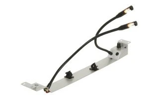 Doble lámpara con cuello de cisne para DJ sobre base Rack de 19"