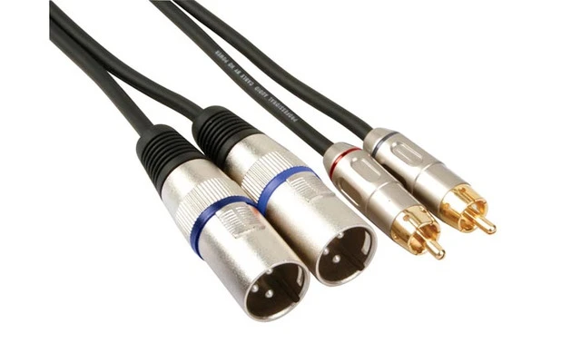2 x XLR macho de 3 polos a 2 x RCA macho, 1 metro