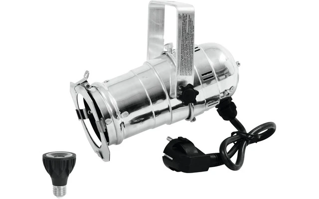 EUROLITE Set PAR-20 Spot sil + PAR-20 230V COB 6W E-27 LED 1800-3000K dim2warm