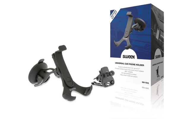 Universal Smartphone Mount In-Car Window and Air Vent Black - Sweex DS110V2