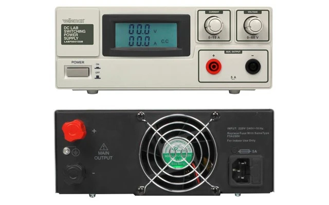 FUENTE DE ALIMENTACIÓN CONMUTADA DC PARA LABORATORIO 0-60 VDC / 0-15 A MÁX. CON PANTALLA LCD