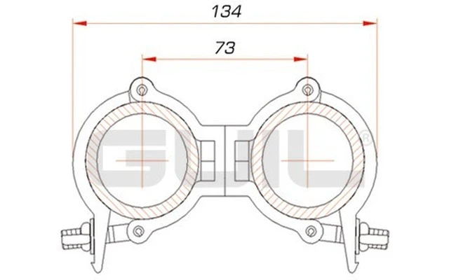 Guil ABZ-21 Abrazadera doble giratoria (360º) de aluminio. Para tubo de ø 48-50 mm