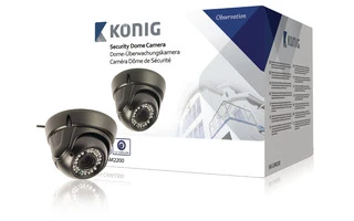 Cámara domo de seguridad con lente varifocal negra - König SAS-CAM2200