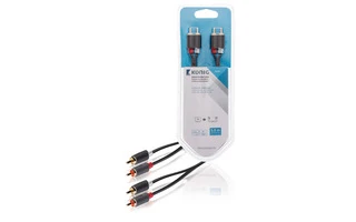 Cable de audio estéreo 2x RCA macho - 2x macho, 5,00 m en gris - König KNA24200E50