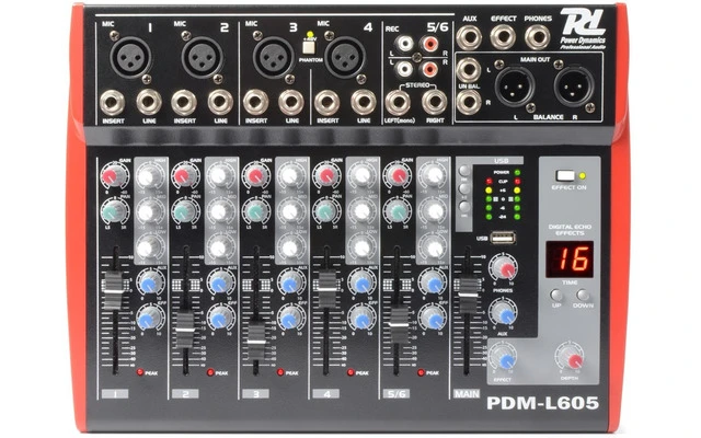 Power Dynamics PDM-L605 Mezclador para escenario 6 Canales MP3/ECHO