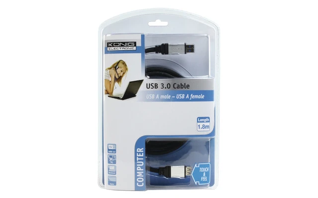 Cable USB 3.0 1.8 metros - USB A macho >> USB A hembra