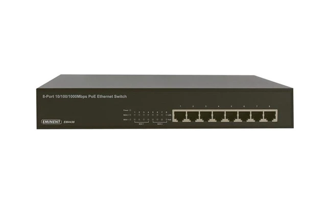 EMINENT - POWER OVER ETHERNET GIGABIT SWITCH DE  8 PUERTOS 10/100/1000 Mbps