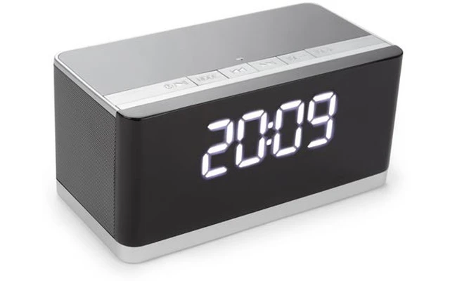 Mini Altavoz Hi-Fi inalámbrico con Reloj - AUX + FM + USB + Micro-USB