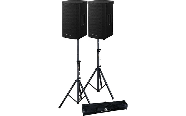 2x Pioneer DJ XPRS 102 + Soportes de altavoz con funda
