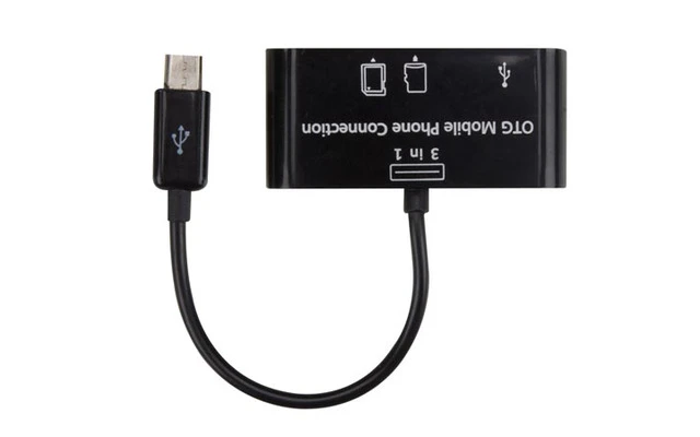 LECTOR DE TARJETAS 3 EN 1 CON CABLE Y CONECTOR APPLE® LIGHTNING (8 CLAVIJAS) Y CABLE - 0.10 m - 